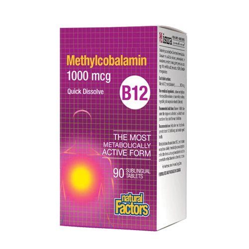 Natural Factors Vitamin B12 1000 mcg (Methylcobalamin), 90 Ct